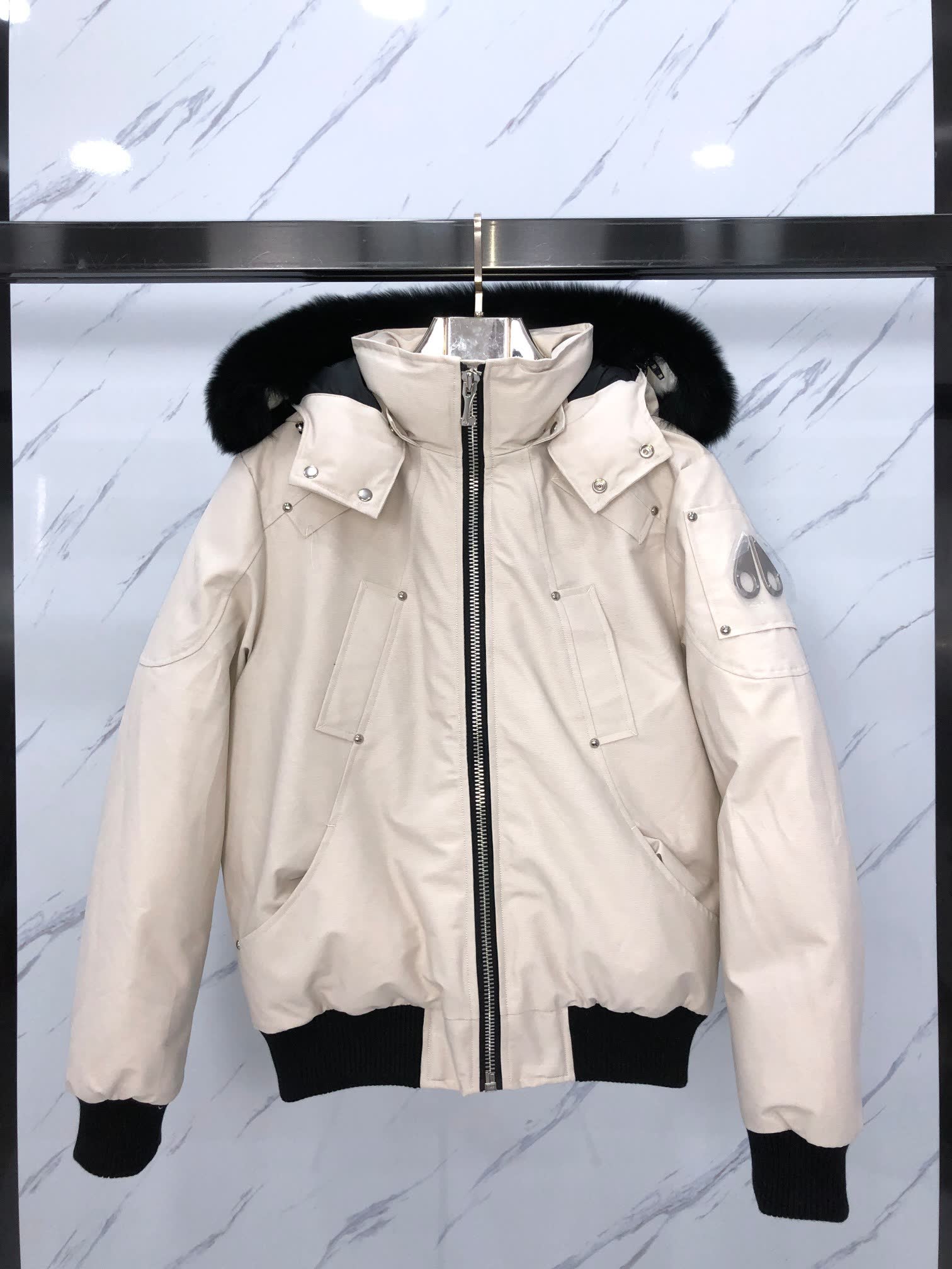 Moose Knuckles Fur-Trimmed Down Bomber Jacket